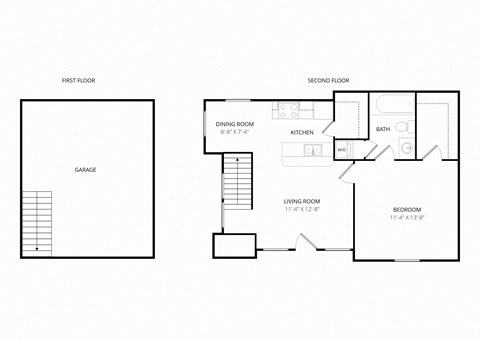 Floor plan for 1 bed, 1 bath, 659 sqft